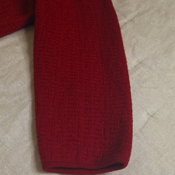 Talbots Wool Red Zip-Front Textured Knit Jacket - Picture 5 of 11